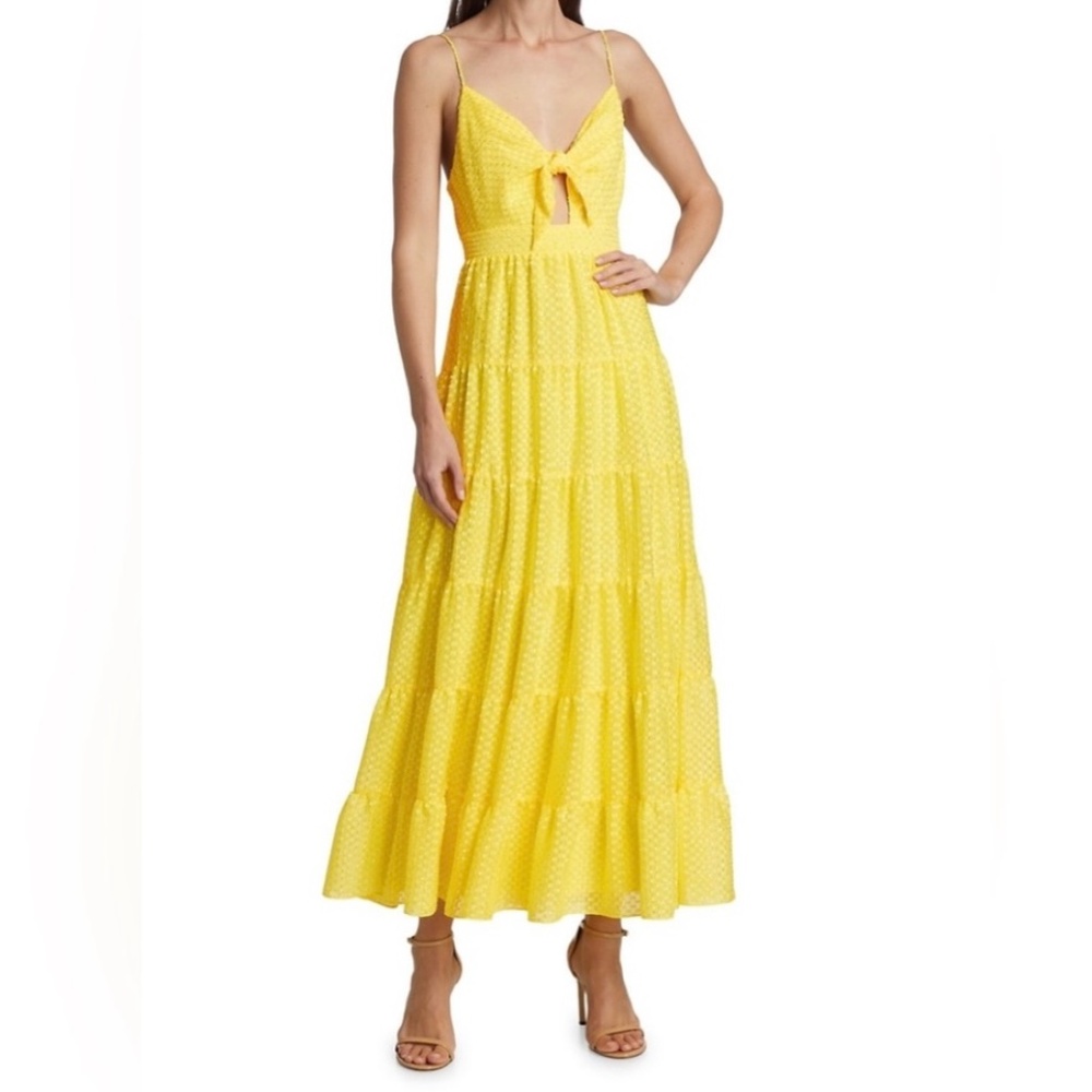 Alice + Olivia Minka Tie Front Maxi Dress in Sunflower - Size 8